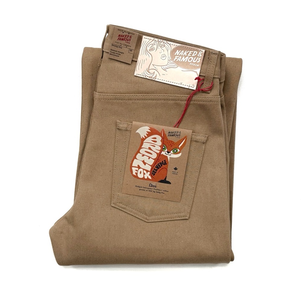 Naked & Famous Denim Brown Fox Selvedge Denim - Strong Guy Jeans
